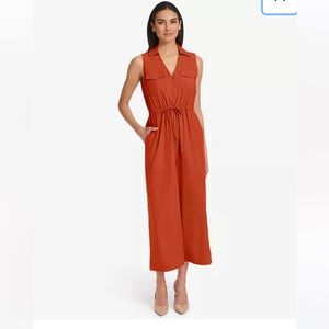 Calvin Klein orange 
Women's Sleeveless Straight-Leg Jumpsuit